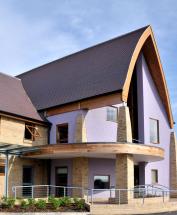 Blue Brindle Dreadnought roof creates an impressive entrance at Anjulita Court care home